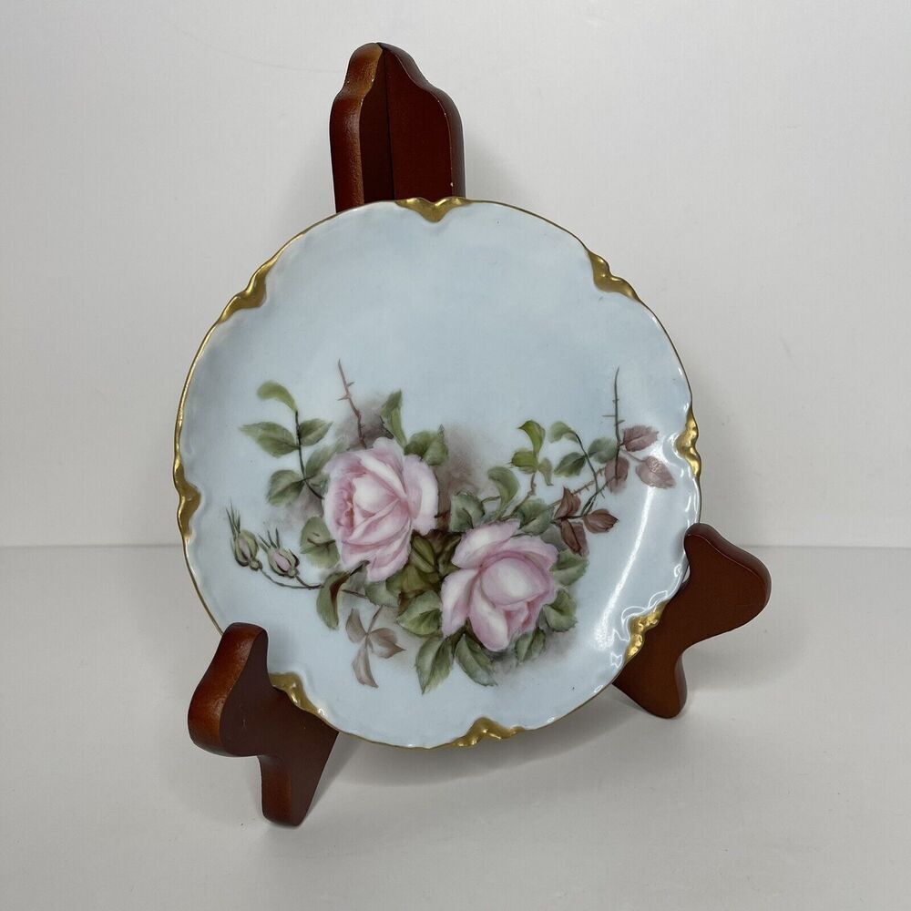Haviland France Limoges 6" Roses Gold Hand Painted Cabinet Plate‎ H.S